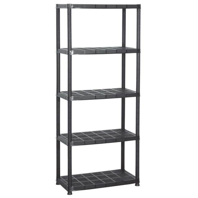 vidaXL Lagerregal 5-Tier Schwarz 71x38x170 cm Kunststoff 147684