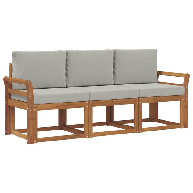 vidaXL Outdoor-Sofagarnitur mit Kissen 3 Stk Natur und Hellgrau 3365939