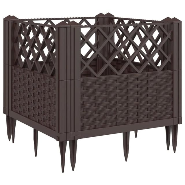 vidaXL Pflanzkasten mit Erdspießen Braun 43,5x43,5x43,5 cm PP 368006