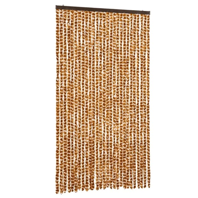 vidaXL Fliegenvorhang Ocker und Weiß 118x220 cm Chenille 4004891