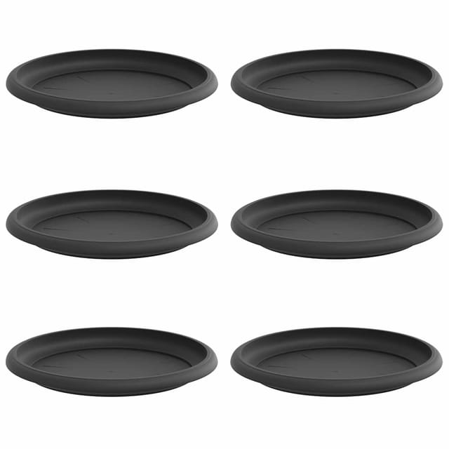 vidaXL Runde Blumenplatte 6 Stk Schwarz Ø 17,5 x 2 cm Kunststoff 42020308