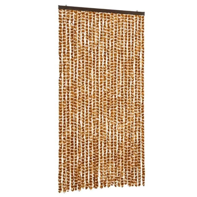 vidaXL Fliegenvorhang Ocker und Weiß 100x230 cm Chenille 377402