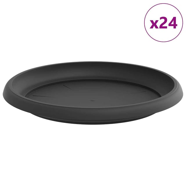 vidaXL Runde Blumenplatte 24 Stk Schwarz Ø 21,5 x 2,5 cm Kunststoff 42020324
