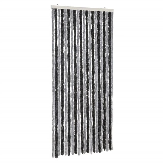 vidaXL Fliegenvorhang Grau und Schwarz 90x220 cm Chenille 377328