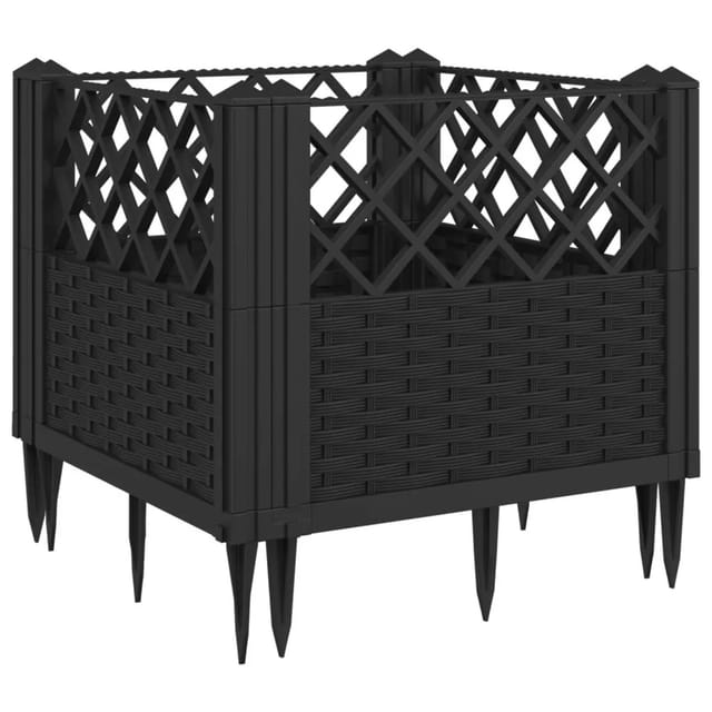 vidaXL Pflanzkasten mit Erdspießen Schwarz 43,5x43,5x43,5 cm PP 368007