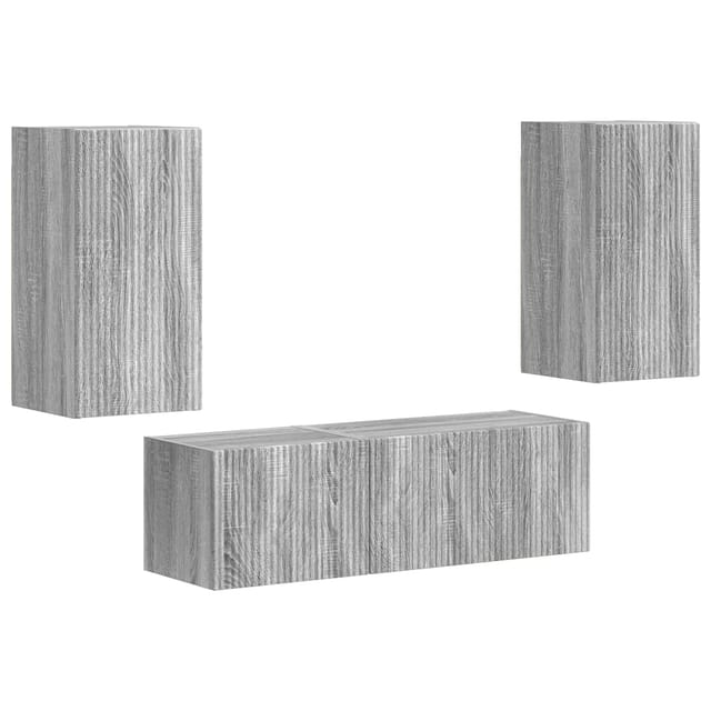 vidaXL TV-Wandregal-Set Wandmontiert 4 Stk Graues Sonoma Holzwerkstoff 3408913