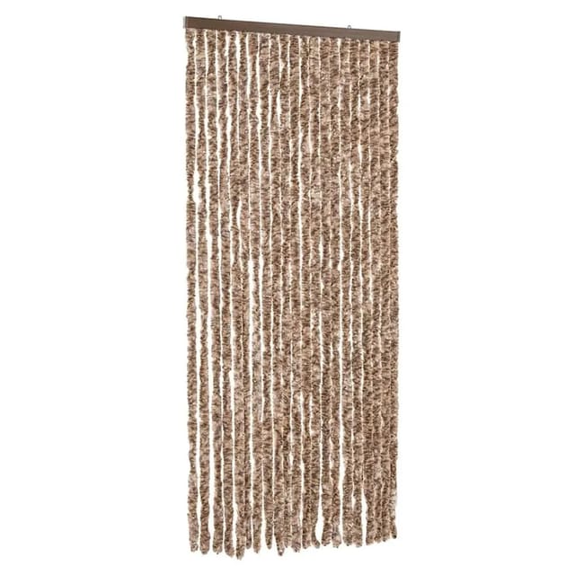 vidaXL Fliegenvorhang Beige und Dunkelbraun 90x220 cm Chenille 377321