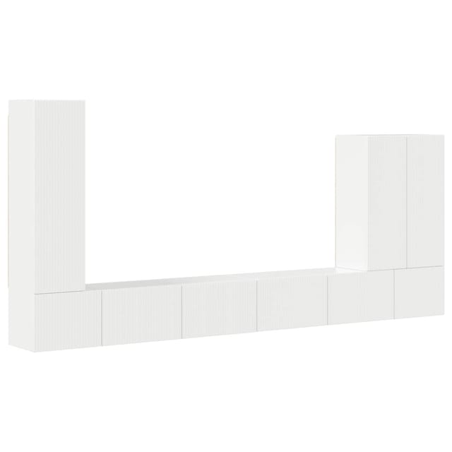 vidaXL TV-Wandregal-Set Wandmontiert 6 Stk Hochglanz Weiß 3408956
