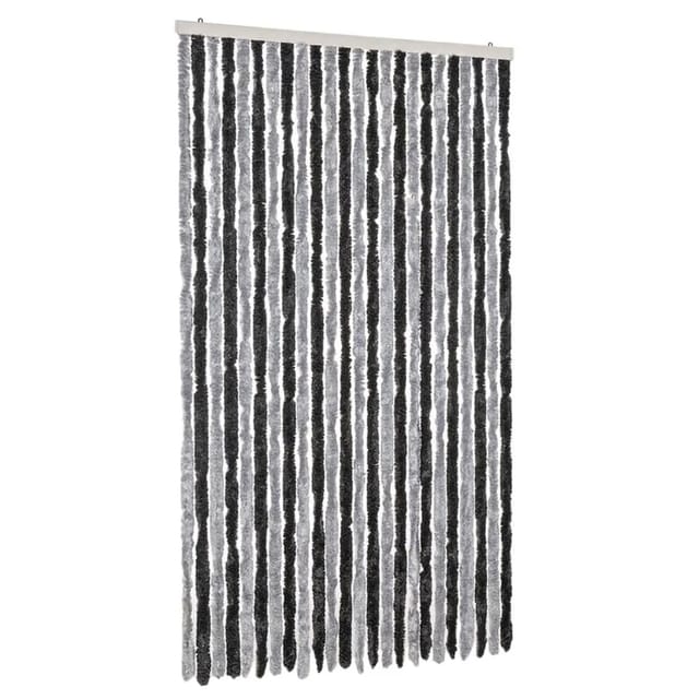 vidaXL Fliegenvorhang Grau und Schwarz 100x220 cm Chenille 377330