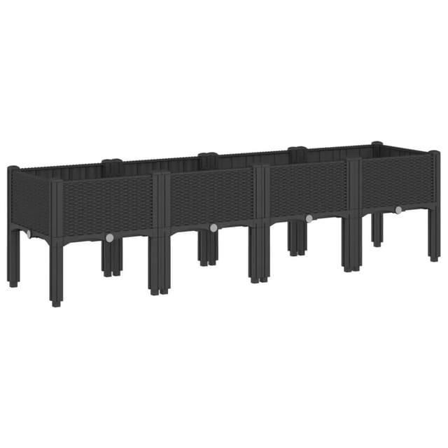 vidaXL Pflanzkasten mit Beinen Schwarz 160x40x42 cm PP 367903