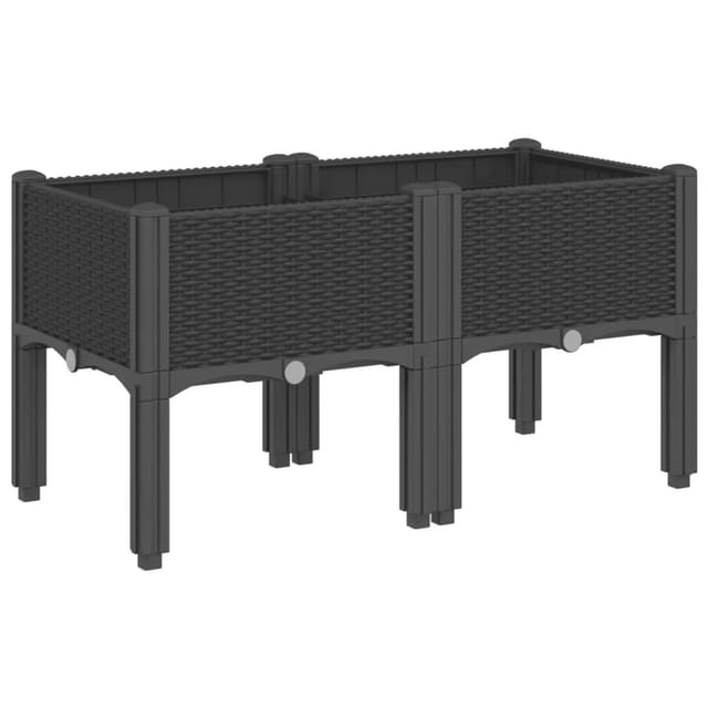 vidaXL Pflanzkasten mit Beinen Schwarz 80x40x42 cm PP 367893