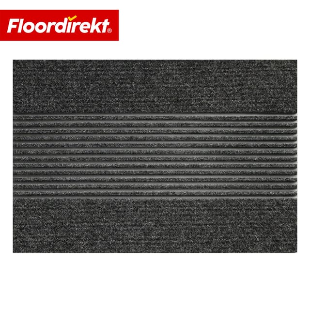 Floordirekt Schmutzfangmatte CIRCA Waschbar Rutschfest TPE-Rücken Anthrazit Streifen 60 x 90 cm