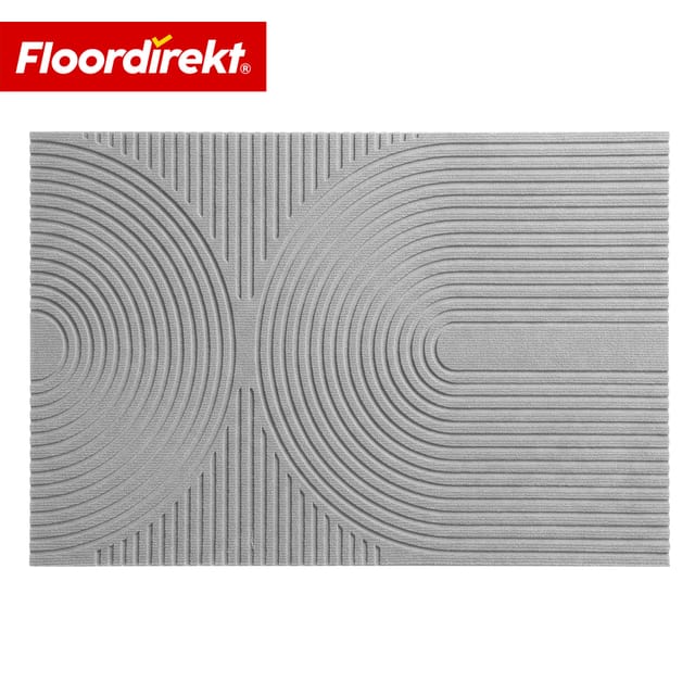 Floordirekt Schmutzfangmatte CIRCA Waschbar Rutschfest TPE-Rücken Grau Wellen 60 x 90 cm