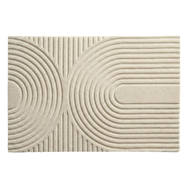 Floordirekt Schmutzfangmatte CIRCA Waschbar Rutschfest TPE-Rücken Beige Wellen 60 x 90 cm
