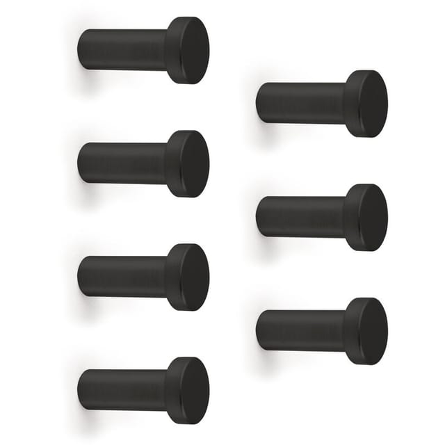 Emuca Satz von 4 Nelson-Wandhaken Aluminium Schwarz Lackiert