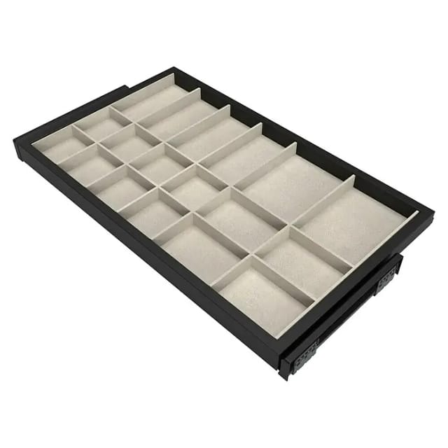 Emuca Set aus Organiser SchubladenSet mit Soft-Close-Auszugsrahmen für Kleiderschränke Verstellbar Modul 800 mm SteinGrau