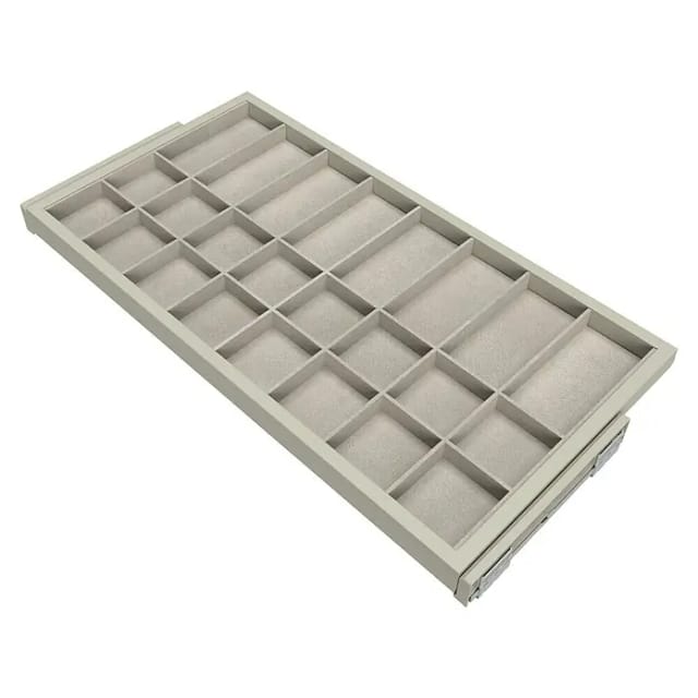Emuca Set aus Organiser Schubladen-Set und Soft-Close-Rahmen für Kleiderschränke Verstellbar Modul 800 mm Struktur Schwarz und SteinGrau