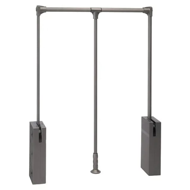 Emuca Kleiderlift für Garderoben Sway 600 - 830 mm Stahl Aluminium und Kunststoff Titanium Lackiert