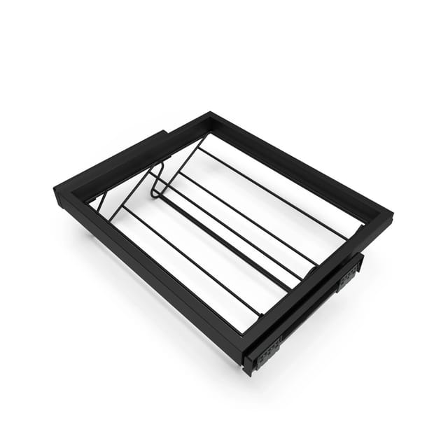 Emuca Set aus Set Schuh-Regal aus Metall und Gleitrahmen mit Dämpfung für Kleiderschrank Verstellbar Modul 600 mm SteinGrau