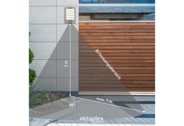 Oktaplex Alto Außenlampe mit Bewegungsmelder Edelstahl E27 Leuchtmittel Wandleuchte IP44 230V