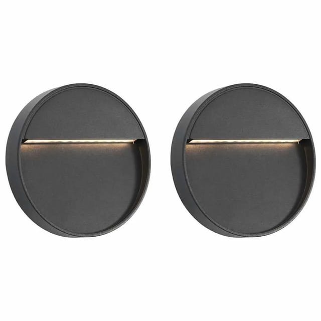 vidaXL Außenwandleuchten 2 Stk LED 3W Schwarz Rund 45658