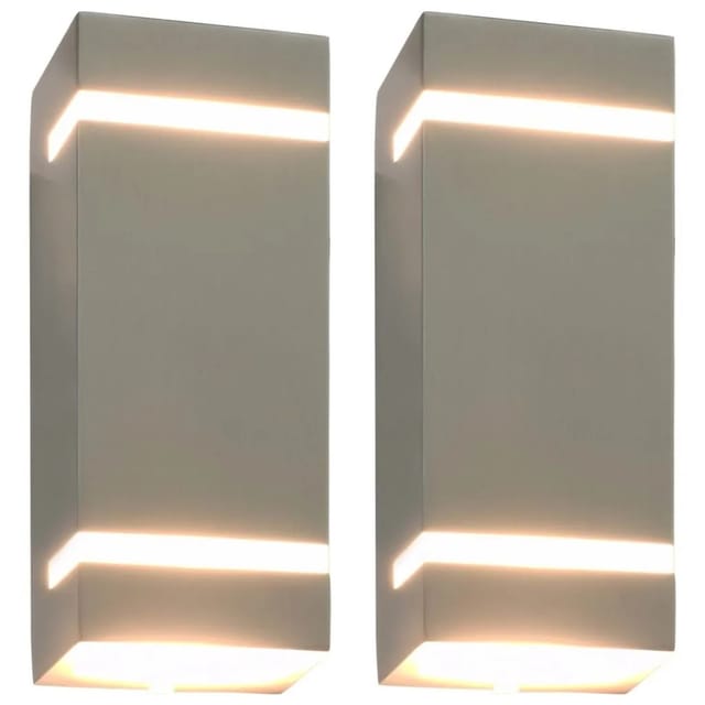 vidaXL Außenwandleuchten 2 Stk 35 W Silbern Rechteckig 45651