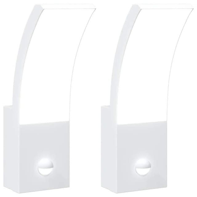 vidaXL LED-Außenwandleuchten mit Sensor 2 Stk Weiß Aludruckguss 4006267