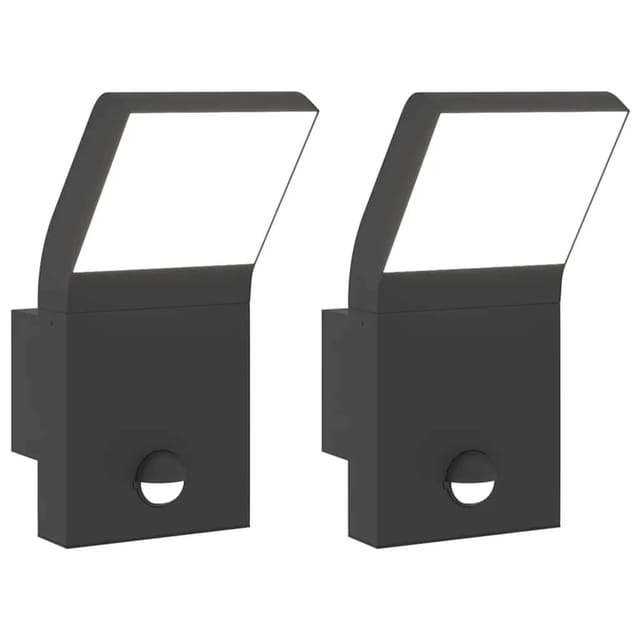 vidaXL LED-Außenwandleuchten mit Sensor 2 Stk Schwarz Aludruckguss 4006271