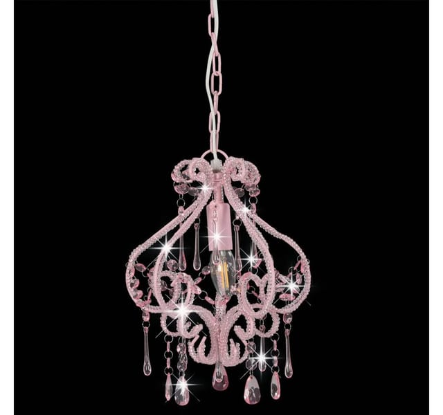 vidaXL Deckenleuchte mit Perlen Rosa Rund E14 281595