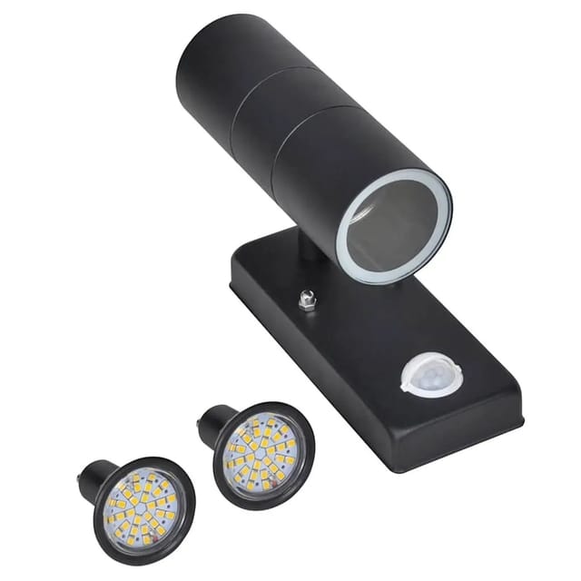 vidaXL LED-Wandleuchte Edelstahl Zylinderform Schwarz mit Sensor 41097