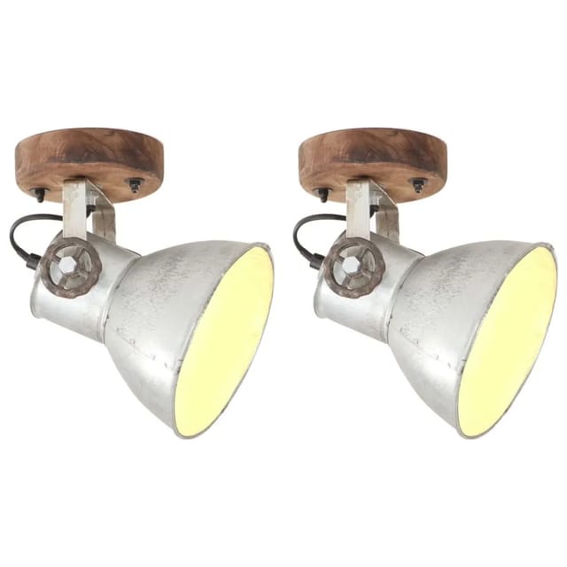 vidaXL Wand-/Deckenlampen Industriestil 2 Stk Silbern 20x25 cm E27 320504