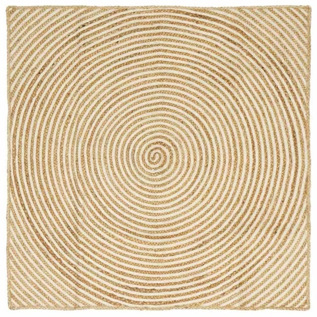 vidaXL Teppich Natur und Weiß 160 x 160 cm Jute 42010723