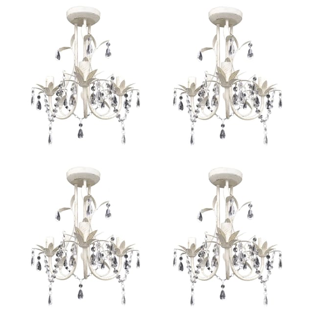 vidaXL Kristall-Deckenleuchte Kronleuchter 4 Stk Elegantes Weiß 278739