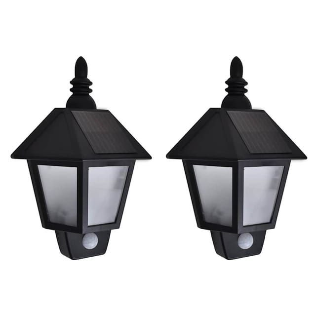 vidaXL Solar-Wandleuchten 2 Stk mit Bewegungsmelder Schwarz 277124