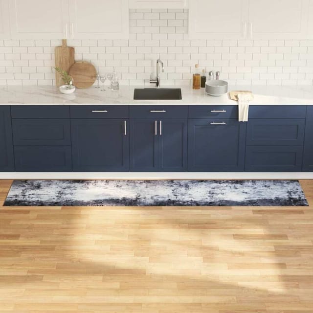 vidaXL Küchen Teppich Grau 300 x 60 cm Samt 42013418