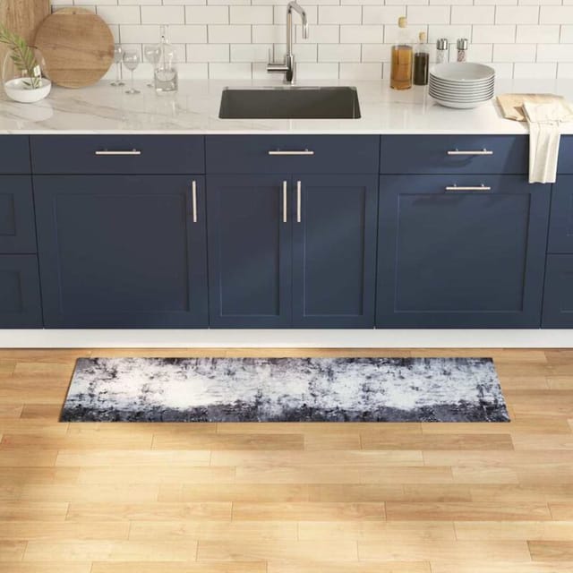vidaXL Küchen Teppich Grau 150 x 45 cm Samt 42013417