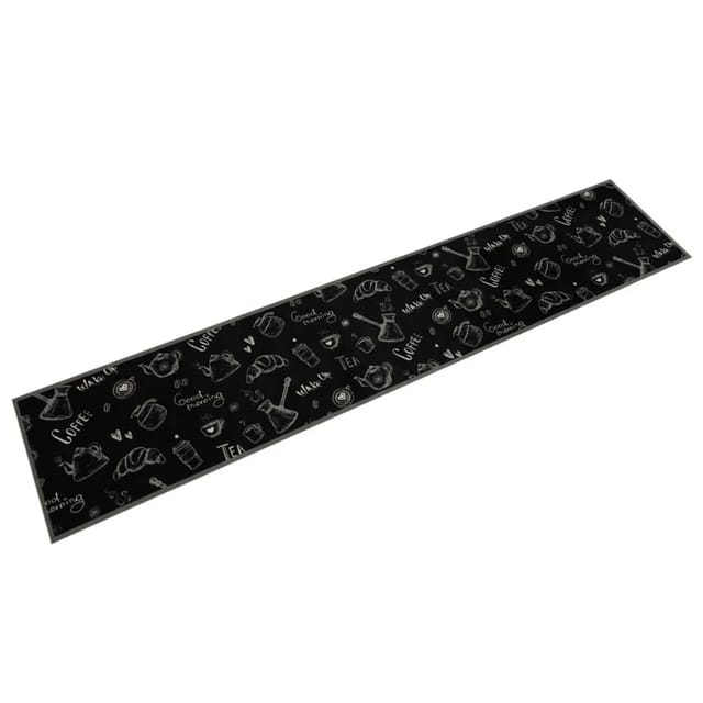 vidaXL Küchenteppich Waschbar Morgen Schwarz 60x300 cm Samt 4005586
