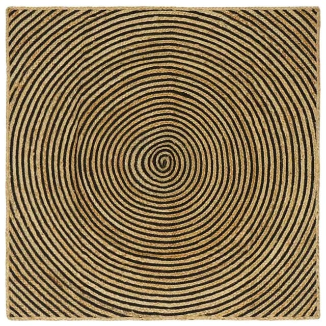 vidaXL Teppich Natur und Schwarz 120 x 120 cm Jute 42010741