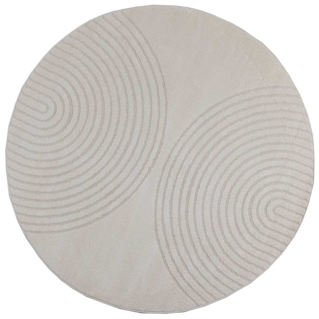 vidaXL Bereichsteppiche Rund GALATI Creme Ø 120 CM Polyester 42022801