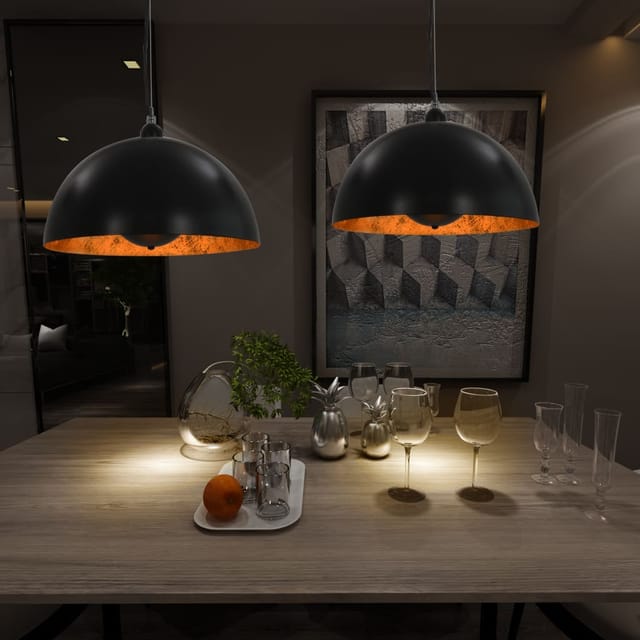 vidaXL Deckenleuchten 2 Stk Schwarz und Gold Halbkugelförmig 40cm E27 50876