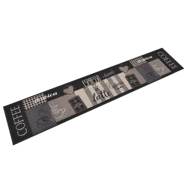 vidaXL Küchenteppich Waschbar Coffee Schwarz 60x300 cm Samt 136557