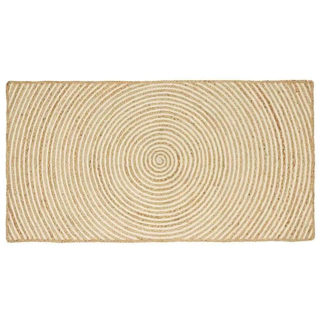 vidaXL Teppich Natur und Weiß 80 x 150 cm Jute 42010714