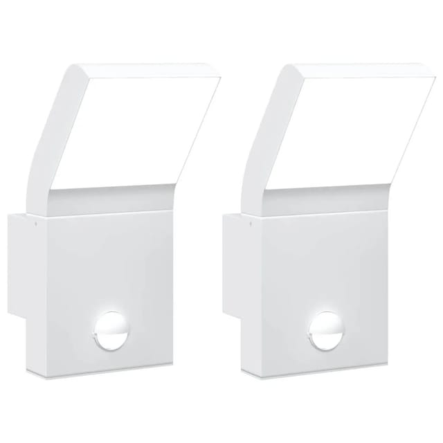 vidaXL LED-Außenwandleuchten mit Sensor 2 Stk Weiß Aludruckguss 4006275