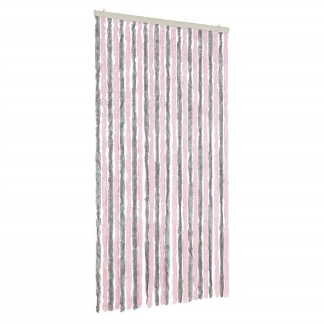 vidaXL Fliegenvorhang Silbergrau und Rosa 100x220 cm Chenille 377365