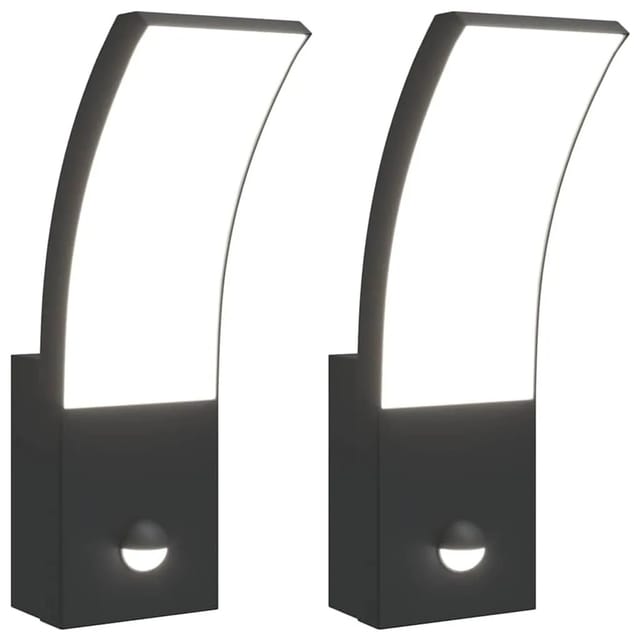 vidaXL LED-Außenwandleuchten mit Sensor 2 Stk Schwarz Aludruckguss 4006263