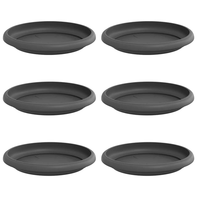 vidaXL Runde Blumenplatte 6 Stk Schwarz Ø 15,5 x 2 cm Kunststoff 42020307