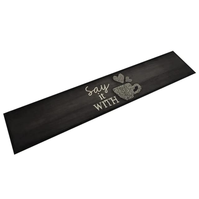 vidaXL Küchenteppich Waschbar Tasse Schwarz 60x300 cm Samt 4005595