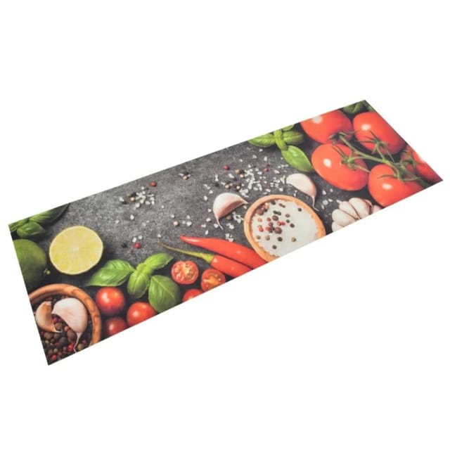 vidaXL Küchenteppich Waschbar Gemüse 60x180 cm Samt 136538