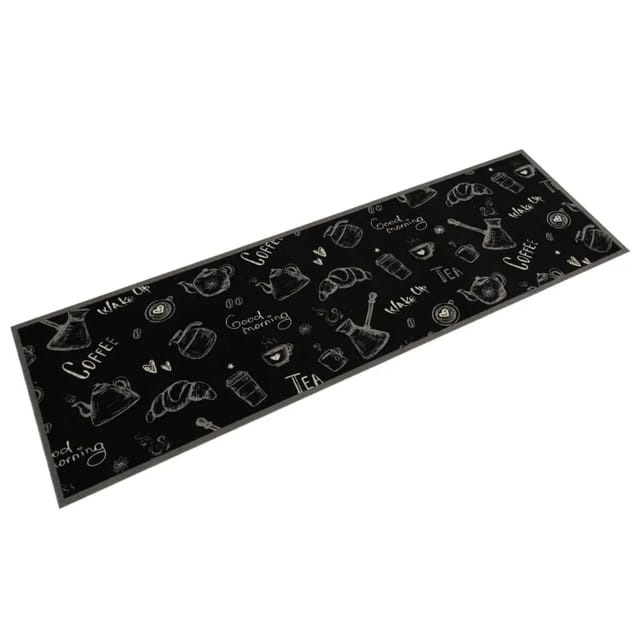 vidaXL Küchenteppich Waschbar Morning Schwarz 45x150 cm Samt 4005584