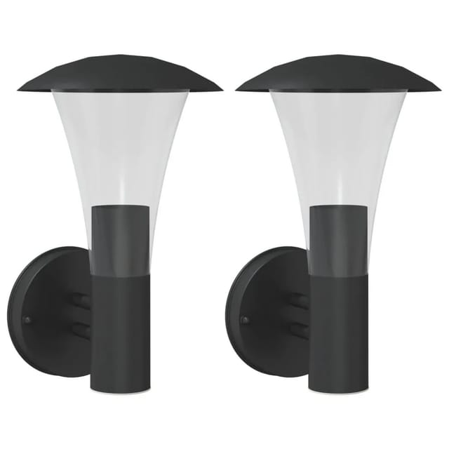 vidaXL Außenwandleuchten 2 Stk Schwarz Edelstahl 4006241